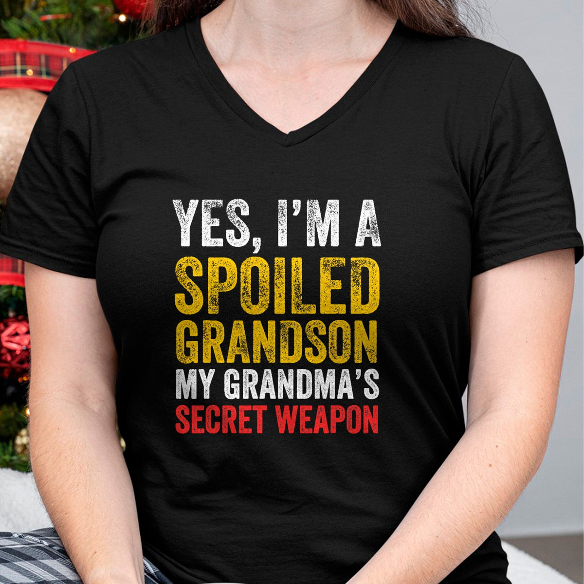 Best Grandma Shirt, Proud Grandma Unisex T-Shirt/Hoodie/Sweatshirt HLT00 - Yes I'm a Spoiled Grandson T-Shirt (1)
