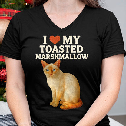 Cat Love Shirt, Funny Cat Lover Gift UnisexT-Shirt/Hoodie/Sweatshirt HLT00 - I Love My Toasted Marshmallow Siamese Cat Kitten Valentines T-Shirt, Women, Heather Blue, Medium