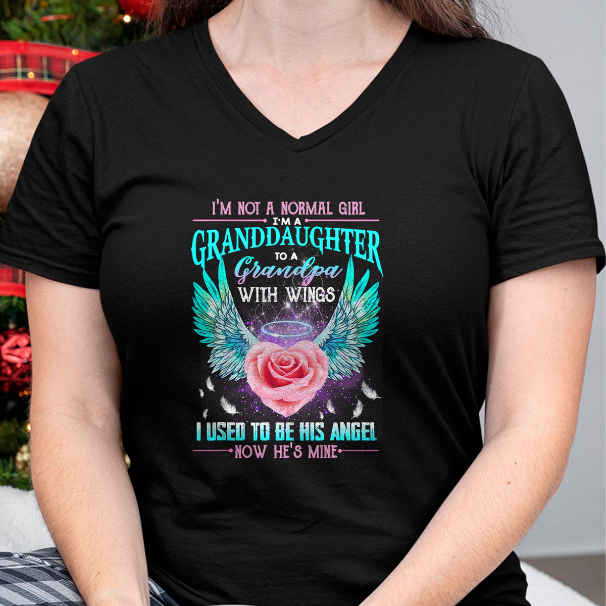 Best Grandpa Shirt, Proud Grandpa Unisex T-Shirt/Hoodie/Sweatshirt HLT00 -I'm Not A Normal Girl I'm A Granddaughter To A Grandpa Wings T-Shirt