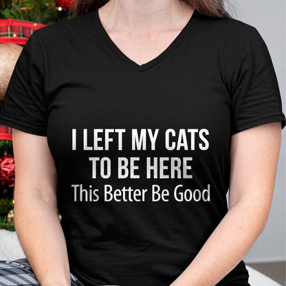 Cat Love Shirt, Funny Cat Lover Gift UnisexT-Shirt/Hoodie/Sweatshirt HLT00 - I Left My Cats To Be Here - This Better Be Good - T-Shirt