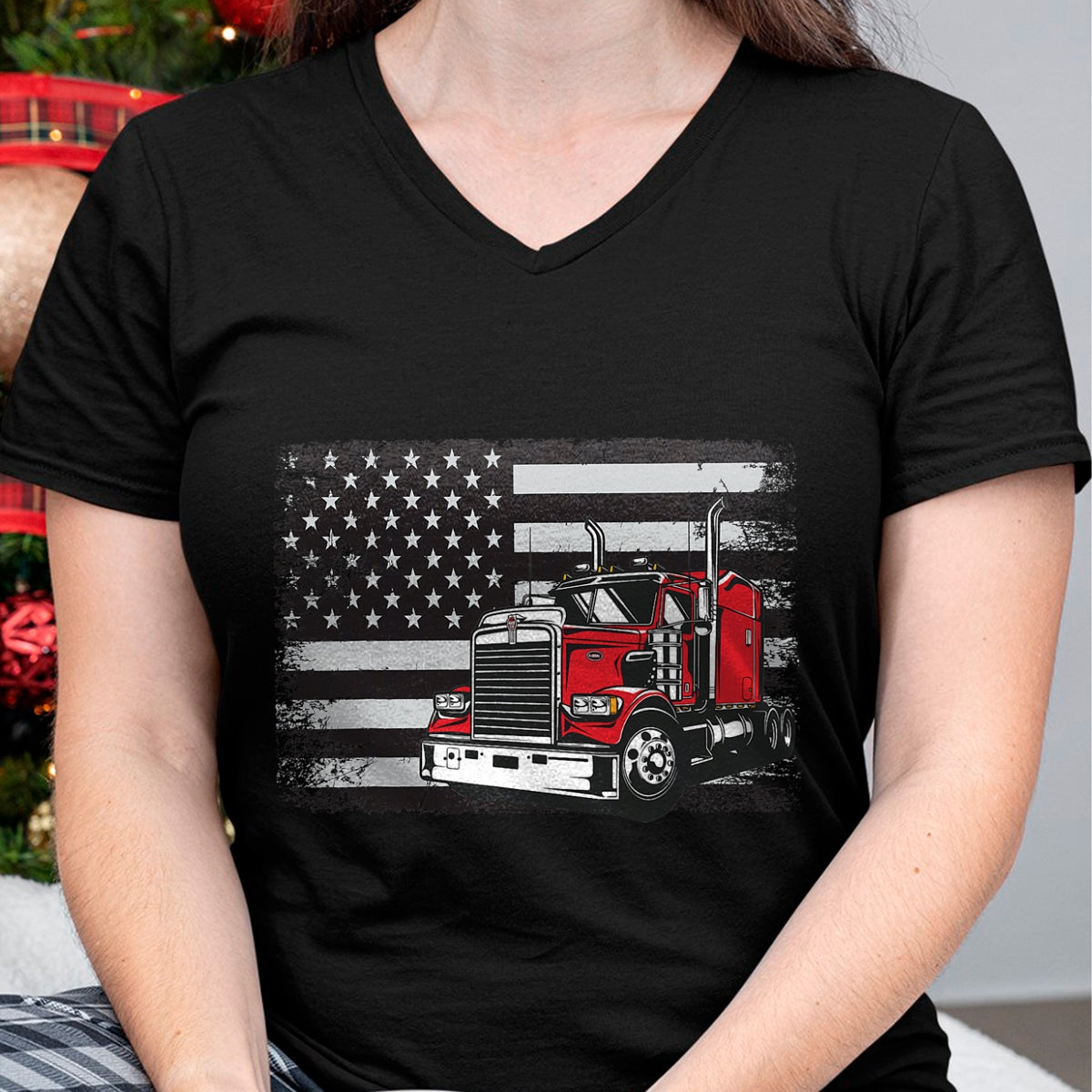 Best Truck Driver Life Shirt, Funny Trucker UnisexT-Shirt/Hoodie/Sweatshirt HLT00 - US American Flag Semi Truck Driver T-Shirt (3)