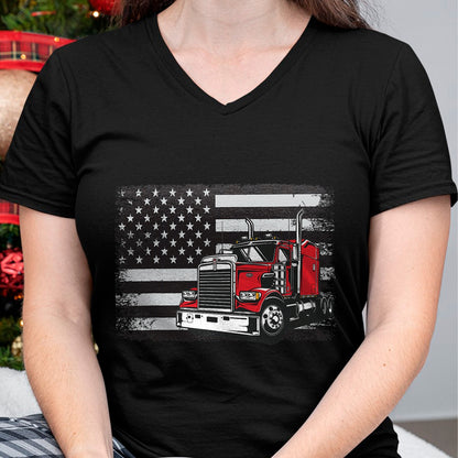 Best Truck Driver Life Shirt, Funny Trucker UnisexT-Shirt/Hoodie/Sweatshirt HLT00 - US American Flag Semi Truck Driver T-Shirt (3)