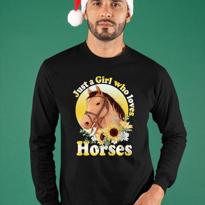 Best Farmer Life Shirt, Funny Farmer UnisexT-Shirt/Hoodie/Sweatshirt HLT00 - Just A Girl Who Loves Horses - Riding Girls T-Shirt Small