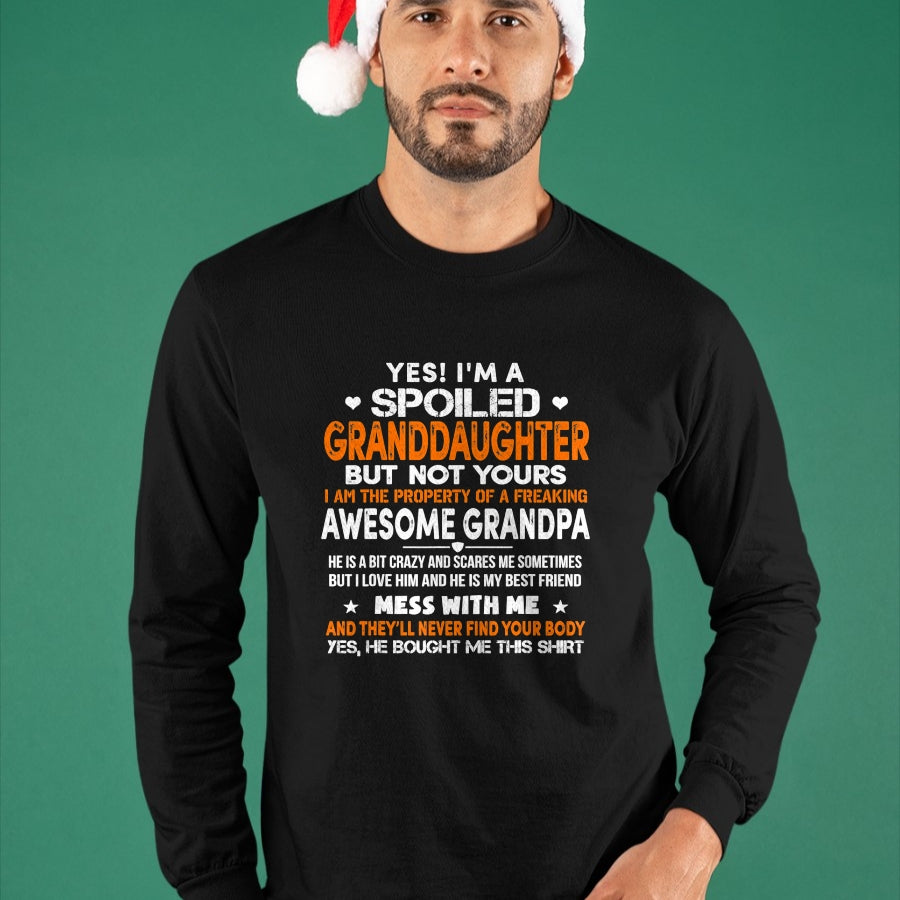 Best Grandpa Shirt, Proud Grandpa Unisex T-Shirt/Hoodie/Sweatshirt HLT00 - Yes I'm A Spoiled Granddaughter From Grandpa Funny T-Shirt (1)