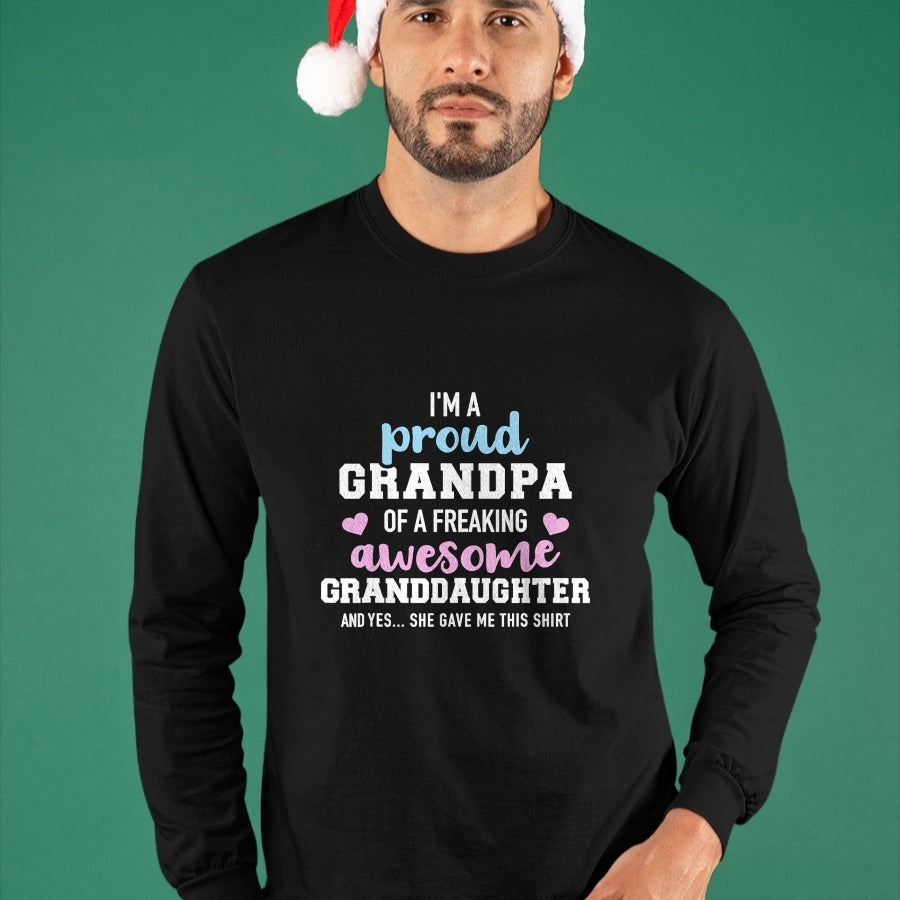 Best Grandpa Shirt, Proud Grandpa Unisex T-Shirt/Hoodie/Sweatshirt HLT00 - Proud grandpa of an awesome granddaughter T-Shirt