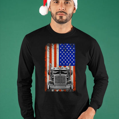 Best Truck Driver Life Shirt, Funny Trucker UnisexT-Shirt/Hoodie/Sweatshirt HLT00 - US American Flag Semi Truck Driver T-Shirt (1)