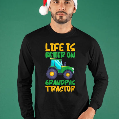 Best Farmer Life Shirt, Funny Farmer UnisexT-Shirt/Hoodie/Sweatshirt HLT00 - Young Farmer Funny Tractor Boy On Grandpas Tractor T-Shirt