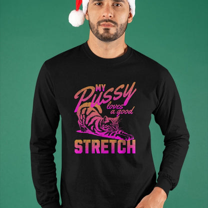 Cat Love Shirt, Funny Cat Lover Gift UnisexT-Shirt/Hoodie/Sweatshirt HLT00 - My Pussy Love A Good Stretch Funny Vintage T-Shirt