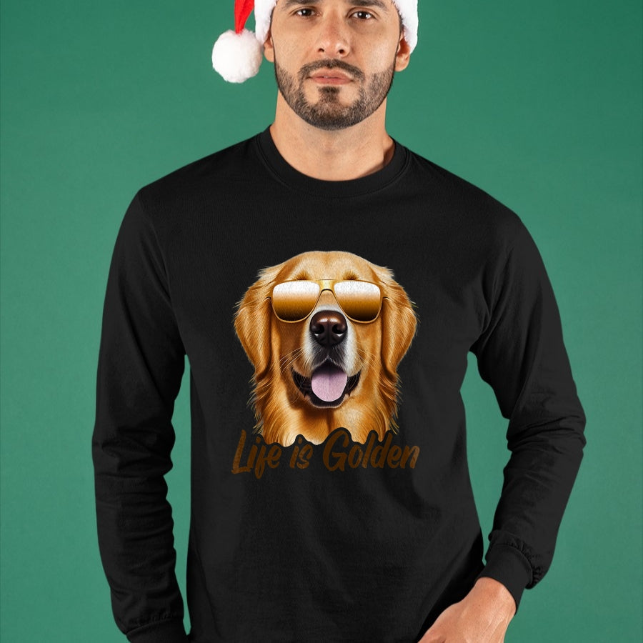 Dog Love Shirt, Dog Lover Gift T-Shirt/Hoodie/Sweatshirt HLT00 - Life is Golden Funny Golden Retriever Cute Dog Good Pet Life T-Shirt