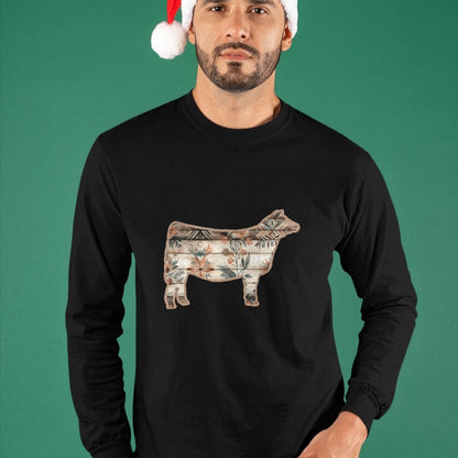 Best Farmer Life Shirt, Funny Farmer UnisexT-Shirt/Hoodie/Sweatshirt HLT00 - Show Stock Beef Cow with Rustic Floral Cottage Pattern T-Shirt
