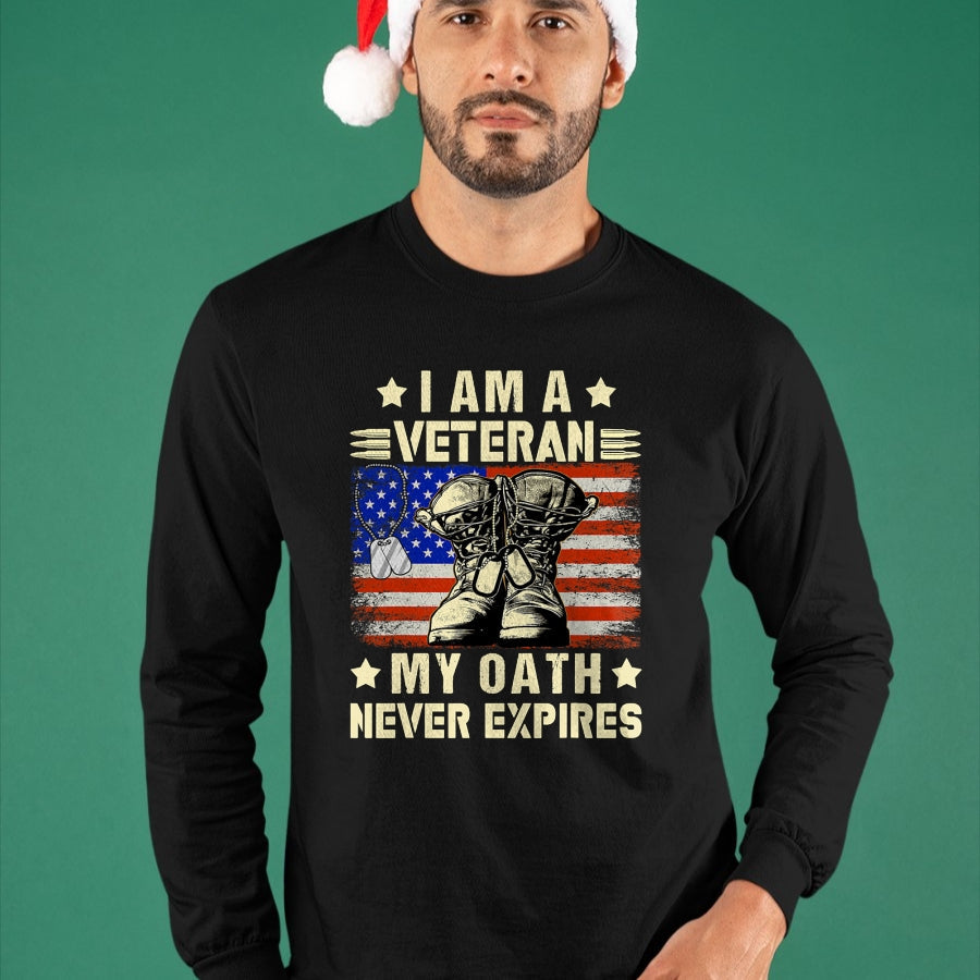 Proud Veteran Shirt, Funny Veteran UnisexT-Shirt/Hoodie/Sweatshirt HLT00 - I am A Veteran My Oath Never Expires Veteran Day USA Flag T-Shirt