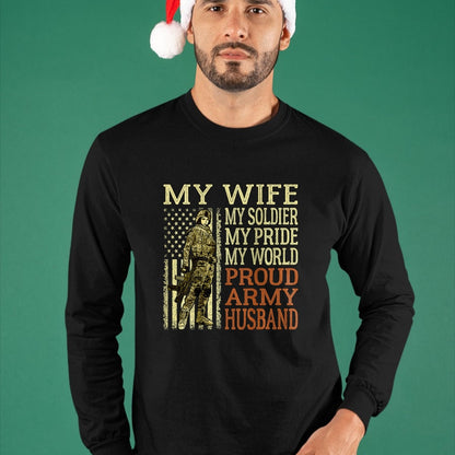 Best Husband Shirt, Wife and Husband Unisex T-Shirt/Hoodie/Sweatshirt HLT00 - My Wife My Soldier Hero - Proud Army Husband Military Spouse T-Shirt