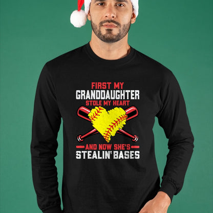 Best Grandpa Shirt, Proud Grandpa Unisex T-Shirt/Hoodie/Sweatshirt HLT00 - First My Granddaughter Stole My Heart - Softball Grandpa T-Shirt