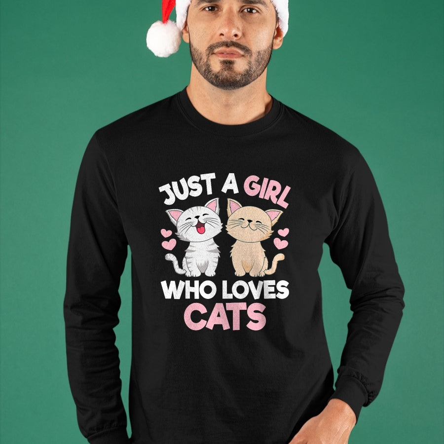 Cat Love Shirt, Funny Cat Lover Gift UnisexT-Shirt/Hoodie/Sweatshirt HLT00 - Just A Girl Who Loves Cats Cute Cat Lover Kitty Girls Kids T-Shirt (1)