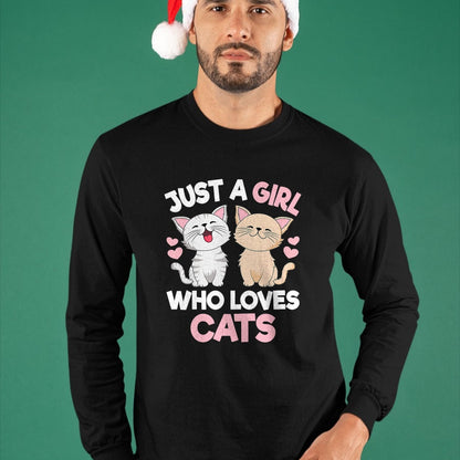Cat Love Shirt, Funny Cat Lover Gift UnisexT-Shirt/Hoodie/Sweatshirt HLT00 - Just A Girl Who Loves Cats Cute Cat Lover Kitty Girls Kids T-Shirt (1)