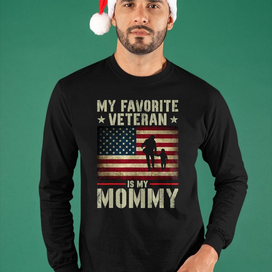 Proud Veteran Shirt, Funny Veteran UnisexT-Shirt/Hoodie/Sweatshirt HLT00 - My Favorite Veteran is My Mommy American Flag Veteran Day Women Kids Men T-Shirt
