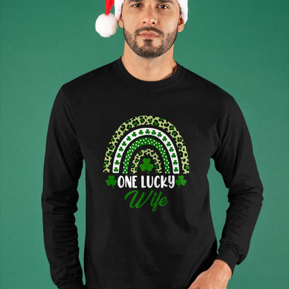 Best Wife Shirt, Wife and Husband Unisex T-Shirt/Hoodie/Sweatshirt HLT00 - Gift for wife T shirt, lucky wife   One Lucky Wife Rainbow St Patricks Day Lucky Wife T-Shirt