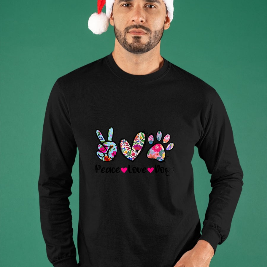 Dog Love Shirt, Dog Lover Gift T-Shirt/Hoodie/Sweatshirt HLT00 - Peace Love Dogs Floral Dog Paw Dog Mom Cute Mother_s Day T-Shirt