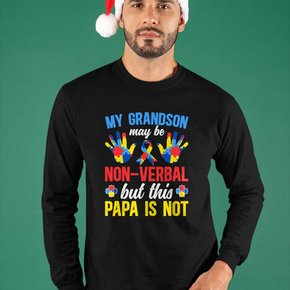 Best Grandpa Shirt, Proud Grandpa Unisex T-Shirt/Hoodie/Sweatshirt HLT00 - My Grandson Proud Autism Papa Autism Awareness For Papa T-Shirt