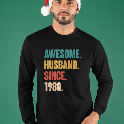 Best Wife Shirt, Wife and Husband Unisex T-Shirt/Hoodie/Sweatshirt HLT00 - Awesome Husband Since 1980 - 44th Wedding Anniversary Epic T-Shirt
