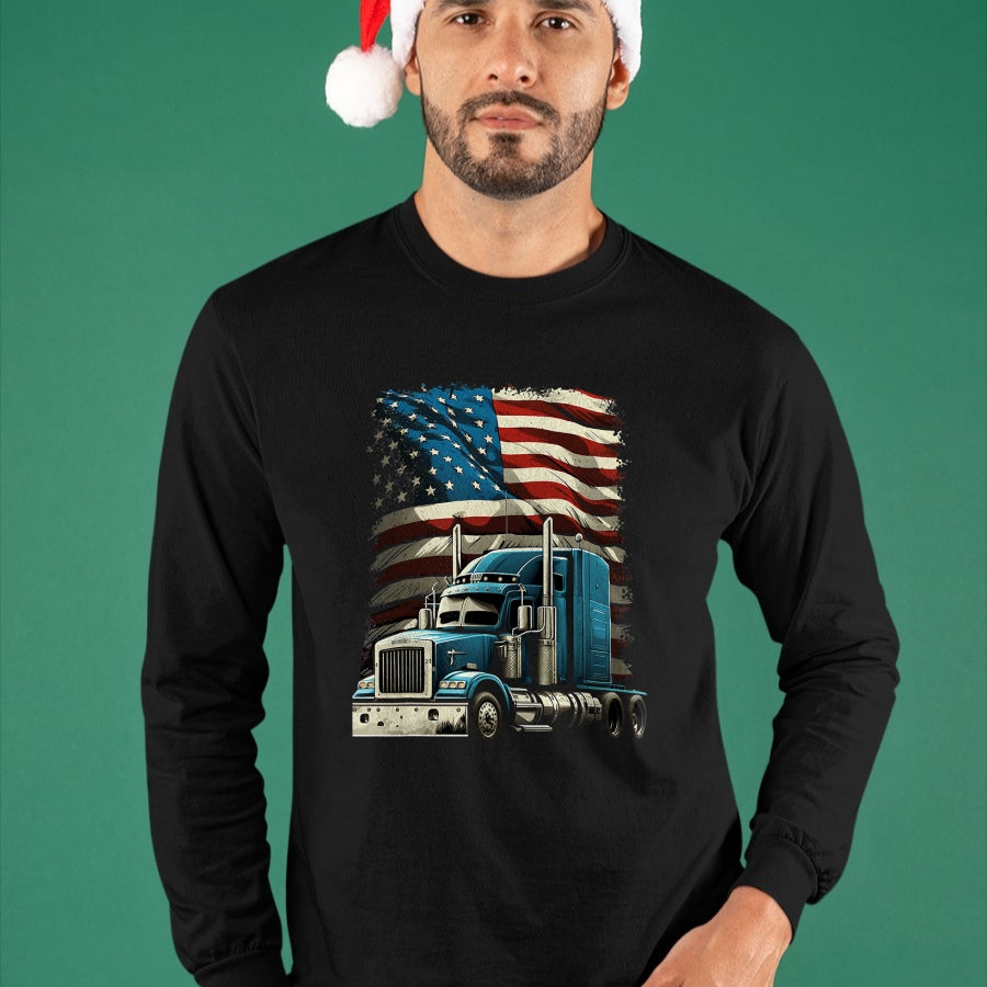Best Truck Driver Life Shirt, Funny Trucker UnisexT-Shirt/Hoodie/Sweatshirt HLT00 - Trucker US American Flag For Patriotic Truck Driver T-Shirt
