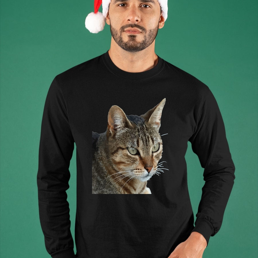 Cat Love Shirt, Funny Cat Lover Gift UnisexT-Shirt/Hoodie/Sweatshirt HLT00 - Stunning Tabby Cat Close Up Portrait Vector T-Shirt