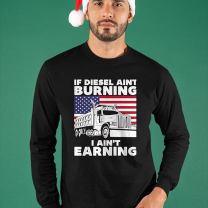 Best Truck Driver Life Shirt, Funny Trucker UnisexT-Shirt/Hoodie/Sweatshirt HLT00 - If Diesel Ain't Burning I Aint Earning Truck Driver Patriot T-Shirt, Men's Big and Tall, Dark Heathe