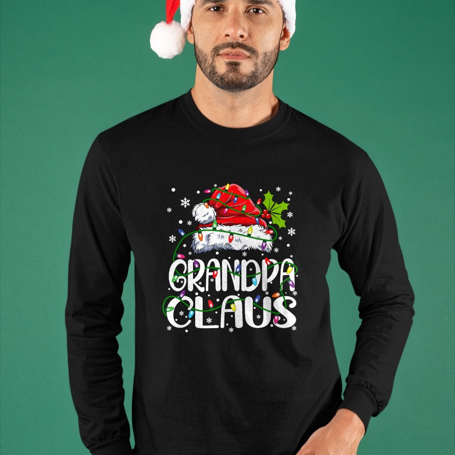 Best Grandpa Shirt, Proud Grandpa Unisex T-Shirt/Hoodie/Sweatshirt HLT00 - Grandpa Claus Shirt Christmas Lights Pajama Family Matching T-Shirt