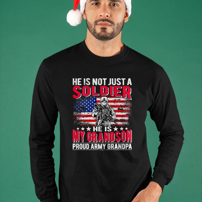 Best Grandpa Shirt, Proud Grandpa Unisex T-Shirt/Hoodie/Sweatshirt HLT00 - My Grandson Is A Soldier Hero Proud Army Grandpa Grandfather T-Shirt