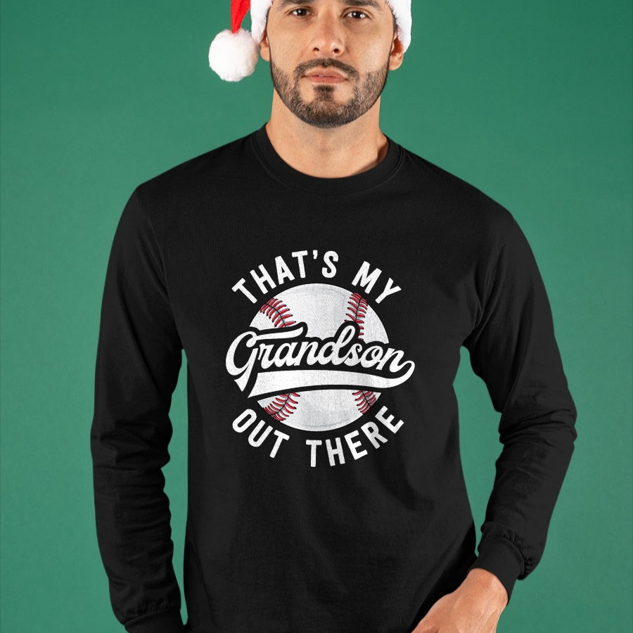 Best Grandpa Shirt, Proud Grandpa Unisex T-Shirt/Hoodie/Sweatshirt HLT00 -Baseball Grandpa Shirt Gift That's My Grandson Out There T-Shirt