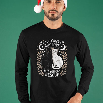 Cat Love Shirt, Funny Cat Lover Gift UnisexT-Shirt/Hoodie/Sweatshirt HLT00 - Women_s You Can_t Buy Love But You Can Rescue It Cat Lovers V-Neck T-Shirt