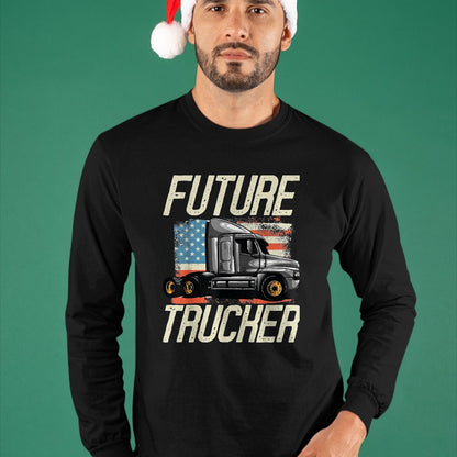 Best Truck Driver Life Shirt, Funny Trucker UnisexT-Shirt/Hoodie/Sweatshirt HLT00 - Future Trucker Truck Driver Semi Kids Son Daughter Clothing T-Shirt, Youth, Red, Small