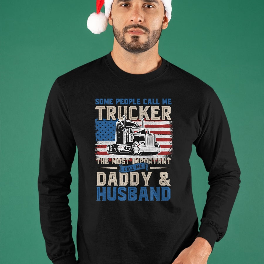 Best Truck Driver Life Shirt, Funny Trucker UnisexT-Shirt/Hoodie/Sweatshirt HLT00 - Semi Truck Driver, Trucker Daddy, Husband, US American Flag T-Shirt