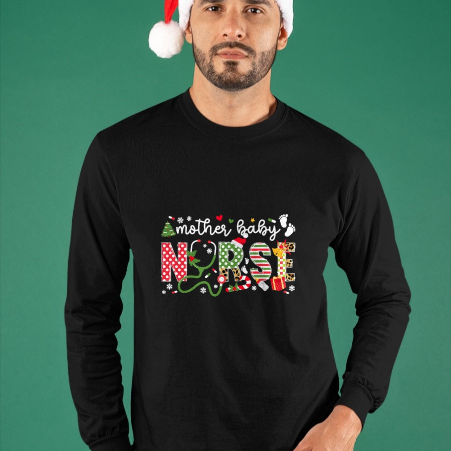 Funny Nurse Shirt, Nurse Unisex T-Shirt/Hoodie/Sweatshirt HLT00 - Mother Baby Nurse Christmas Postpartum Nursing NP RN Squad T-Shirt