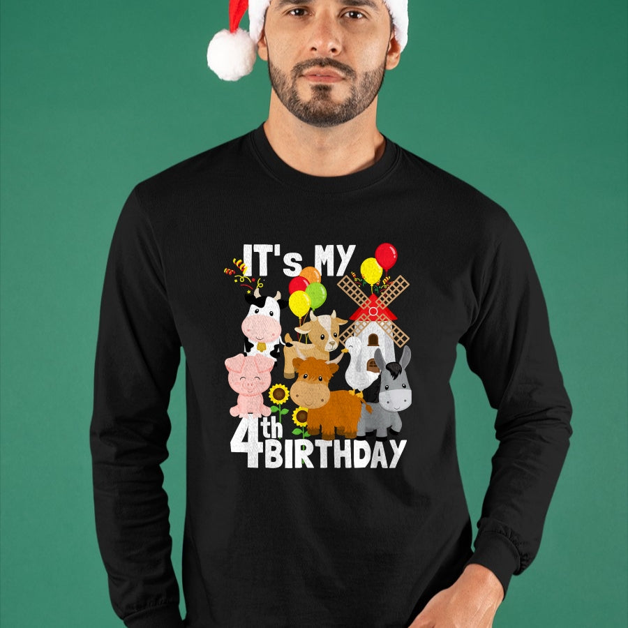 Best Farmer Life Shirt, Funny Farmer UnisexT-Shirt/Hoodie/Sweatshirt HLT00 - Farm Animals 4 Year Old It's My 4th Birthday Party Farm T-Shirt