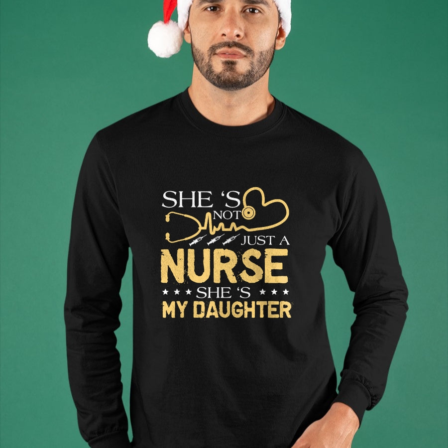 Funny Nurse Shirt, Nurse Unisex T-Shirt/Hoodie/Sweatshirt HLT00 - My Daughter Is A Nurse Proud Nurse's Mom Dad RN LPN Family T-Shirt