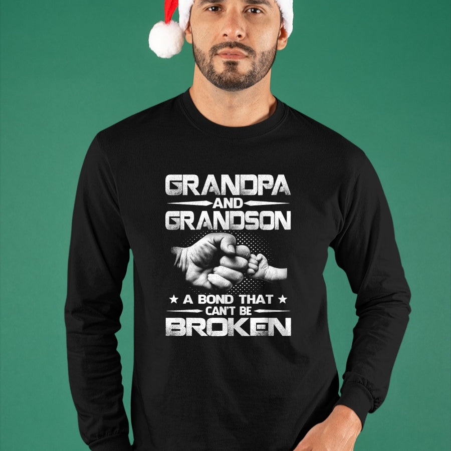 Best Grandpa Shirt, Proud Grandpa Unisex T-Shirt/Hoodie/Sweatshirt HLT00 - Grandpa And Grandson A Bond That Can't Be Broken T-Shirt