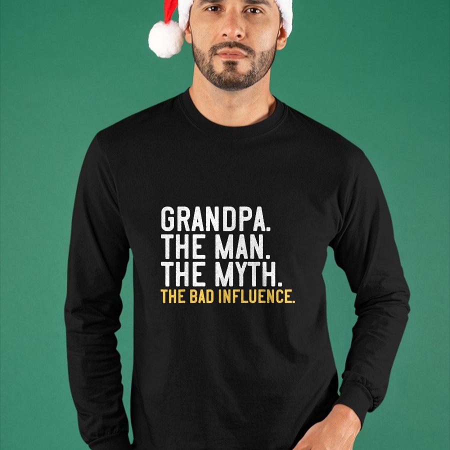 Best Grandpa Shirt, Proud Grandpa Unisex T-Shirt/Hoodie/Sweatshirt HLT00 - Father's Day Gift Grandpa The Man The Myth The Bad Influence T-Shirt (1)