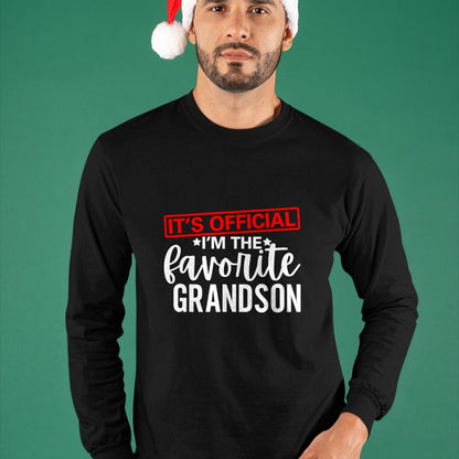 Best Grandpa Shirt, Proud Grandpa Unisex T-Shirt/Hoodie/Sweatshirt HLT00 - It's Official I'm The Favorite Grandson Kids Gifts Grandpa T-Shirt