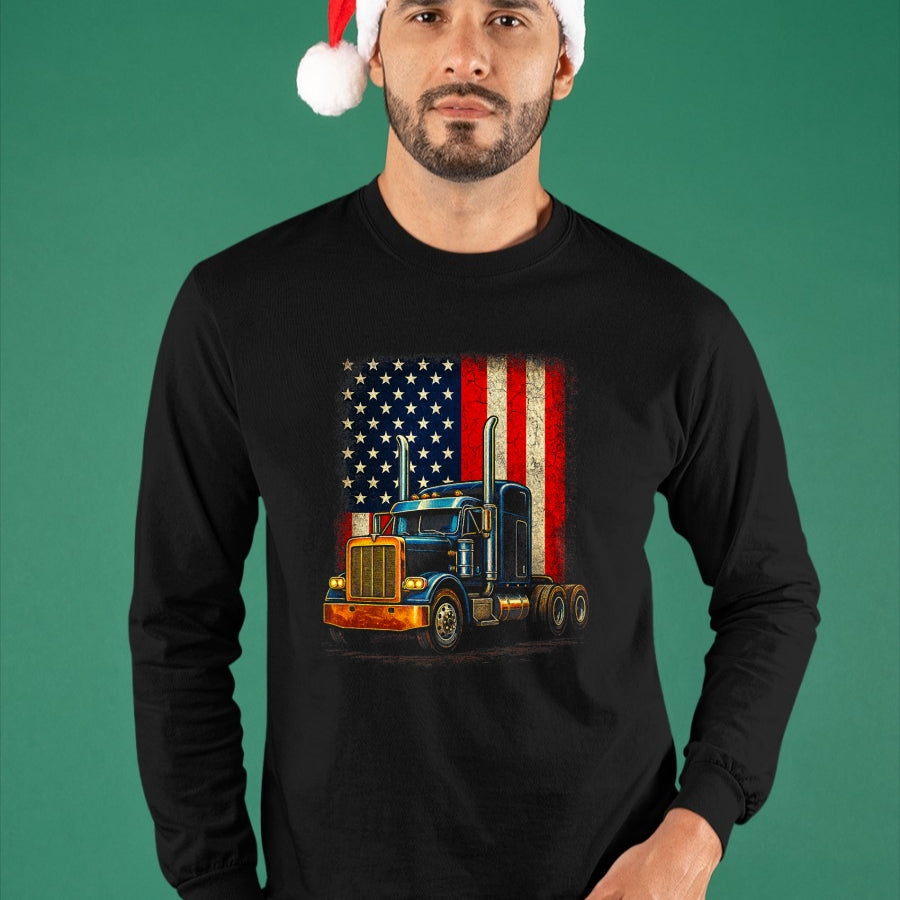 Best Truck Driver Life Shirt, Funny Trucker UnisexT-Shirt/Hoodie/Sweatshirt HLT00 - American Flag Truck - Truck Driver Patriotic T-Shirt