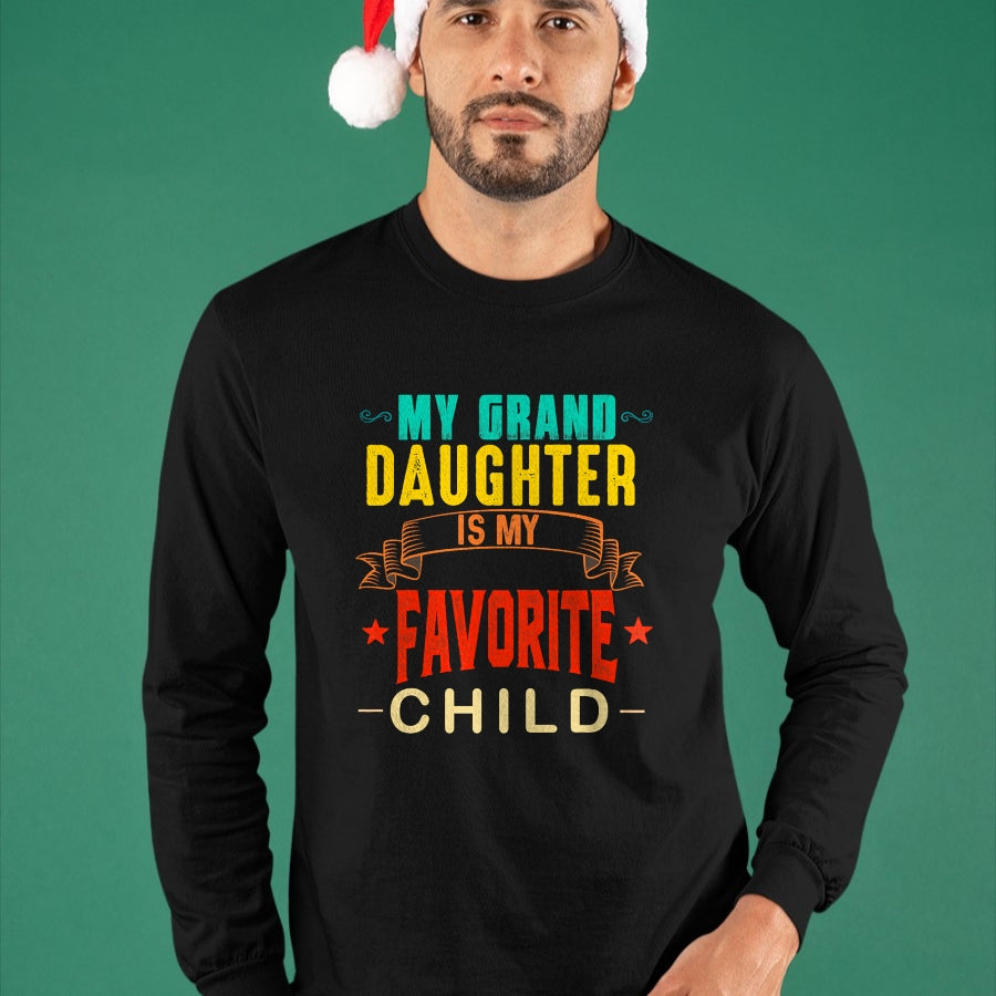 Best Grandpa Shirt, Proud Grandpa Unisex T-Shirt/Hoodie/Sweatshirt HLT00 - My Granddaughter is My Favorite Child Funny Grandpa Grandma T-Shirt (1)