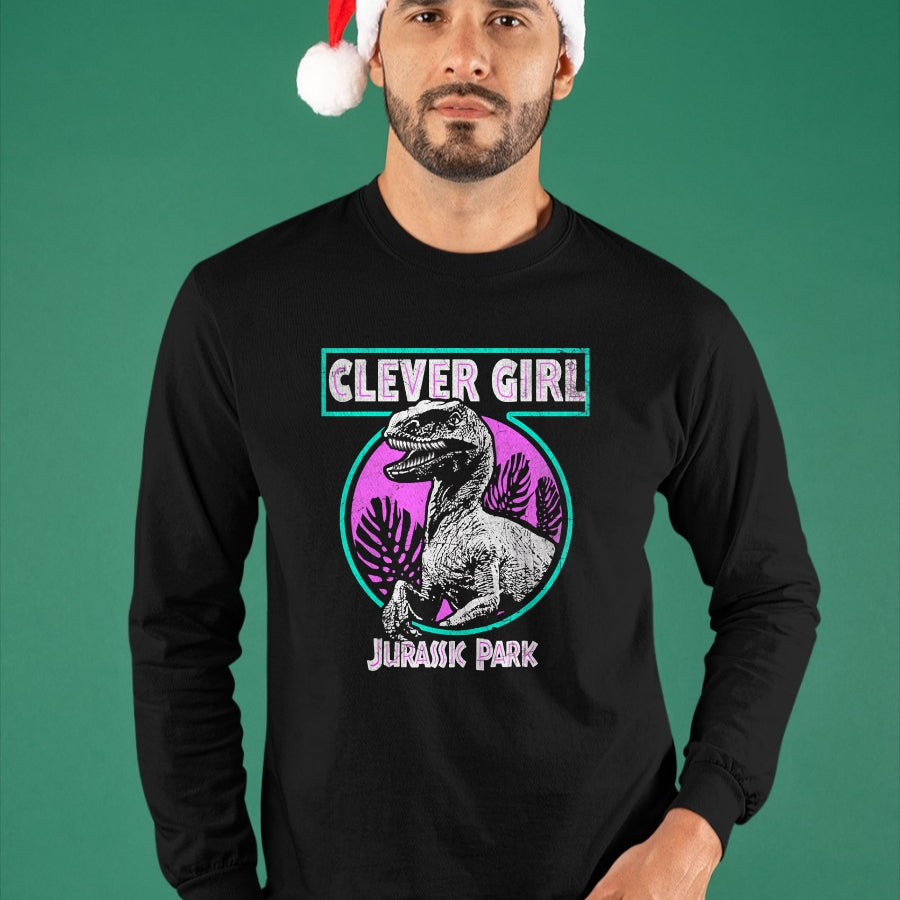 Best Dinosaur Lover Shirt, Funny Dinosaur UnisexT-Shirt/Hoodie/Sweatshirt HLT00 - Jurassic Park Distressed Teal Raptor Clever Girl Short Sleeve T-Shirt