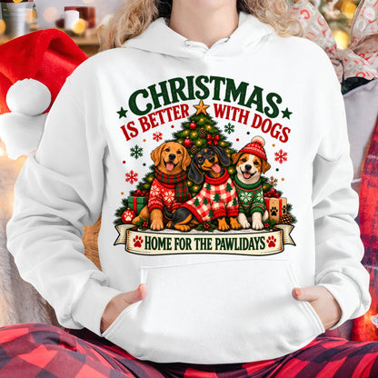 CHRISTMAS IS BETTER WITH DOGS - SHIRT FOR WOMEN - HLT00 (SKU2610-224)
