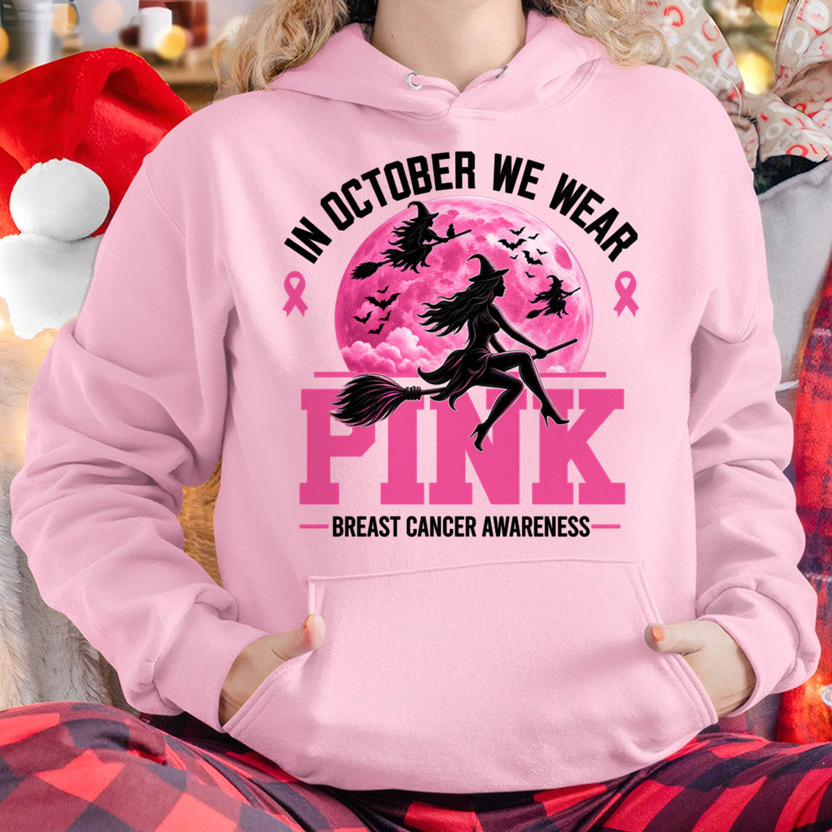 IN OCTOBER WE WEAR PINK - PINK WITCH SHIRT FOR WOMEN - BREAST CANCER AWARENESS - KIEN00 (SKU2608-371)