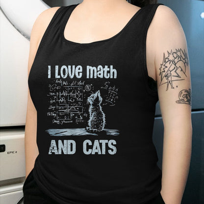Cat Love Shirt, Funny Cat Lover Gift UnisexT-Shirt/Hoodie/Sweatshirt HLT00 - I Love Math and Cats Funny Cat Lover Science Teacher Student T-Shirt
