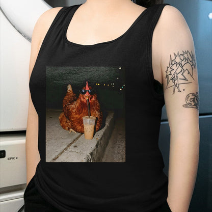 Best Farmer Life Shirt, Funny Farmer UnisexT-Shirt/Hoodie/Sweatshirt HLT00 - Chicken Drinking Iced Coffee Funny Chicken Lover Farmer T-Shirt (1)