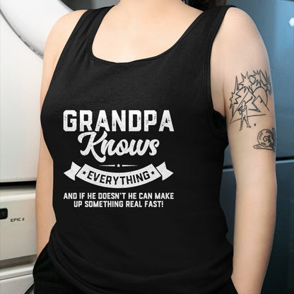 Best Grandpa Shirt, Proud Grandpa Unisex T-Shirt/Hoodie/Sweatshirt HLT00 - Grandpa Knows Everything 60th Gift Funny Father's Day T-Shirt