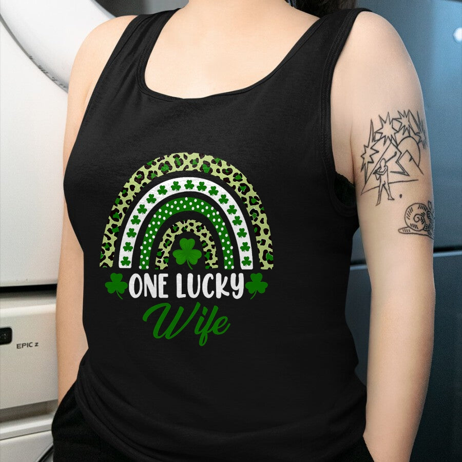 Best Wife Shirt, Wife and Husband Unisex T-Shirt/Hoodie/Sweatshirt HLT00 - Gift for wife T shirt, lucky wife   One Lucky Wife Rainbow St Patricks Day Lucky Wife T-Shirt