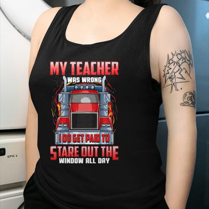 Best Truck Driver Life Shirt, Funny Trucker UnisexT-Shirt/Hoodie/Sweatshirt HLT00 - Funny Truck Driver Shirts Men Trucker My Teacher was Wrong T-Shirt, Men, Navy Blue, 3X-Large