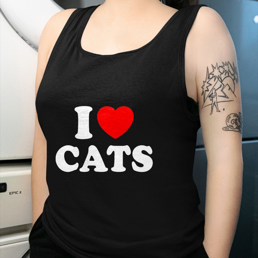 Cat Love Shirt, Funny Cat Lover Gift UnisexT-Shirt/Hoodie/Sweatshirt HLT00 - I Love Cats I Heart Cats T-Shirt, Men, Black, Small